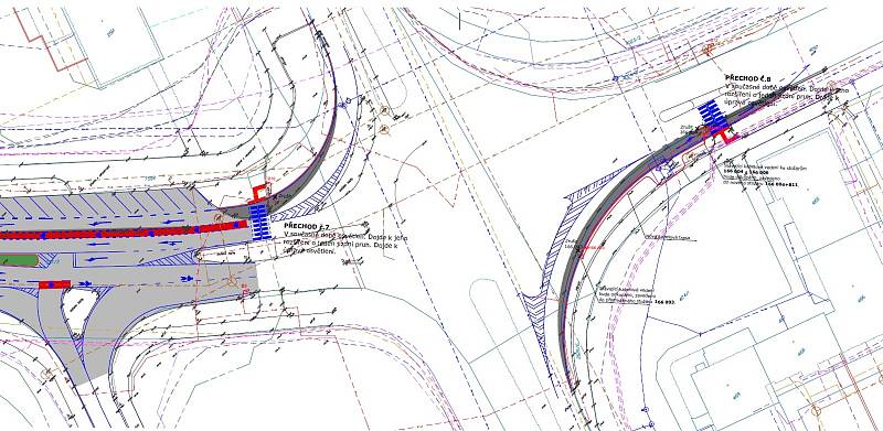 Ulice SNP v Mostě a projekt její rekonstrukce. Detail úpravy křižovatky u Luny.
