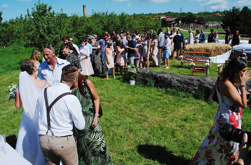 V areálu Jezdeckého klubu Splněný sen v mosteckém Vtelně se v sobotu 31. července konala neobvyklá svatba.