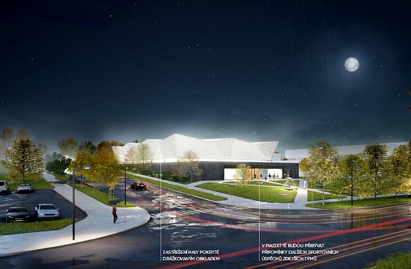 Vizualizace návrhu nového sálu mostecké sportovní haly