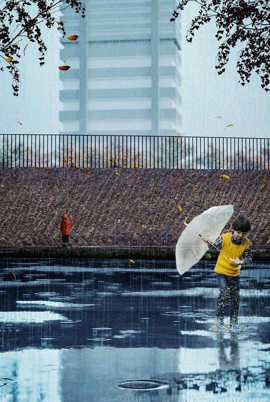 Třetí místo v architektonické soutěži na obnovu parku Střed v Mostě získali fbcc + URBAN WATER + SVIS TCE + P. Vorlík