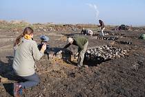 Archeologické naleziště Nesvětice. Výzkum lokality s pohřebištěm a vesnicí. Fotografie z předešlých let výzkumu v dané lokalitě.