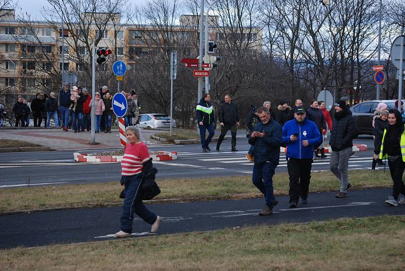 Demonstrace příznivců hnutí Chcípl pes v Mostě v sobotu 22. ledna 2022.