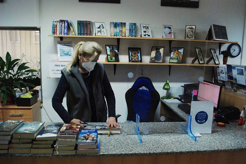 Knihovnice Zora Felixová v městské knihovně v Meziboří