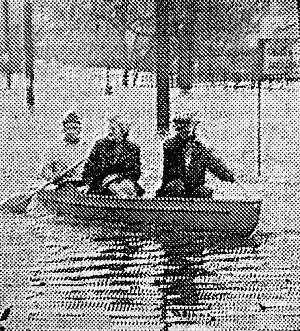 Povodeň ve starém Mostě v prosinci roku 1974.