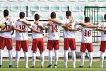 Souboj reprezentací U18 Makedonie a Maďarska na Fotbalovém stadionu Josefa Masopusta v Mostě.