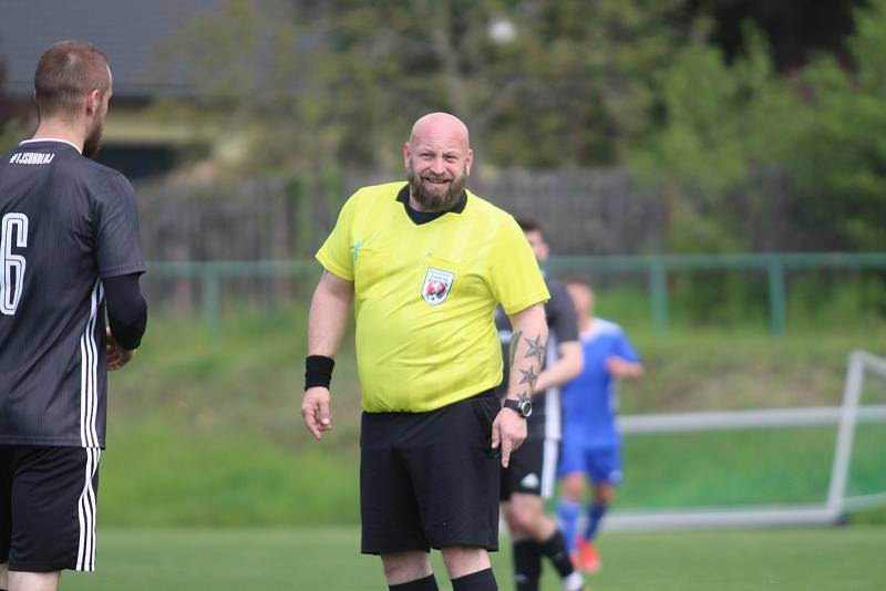 Zápas Horního Jiřetína s Modrou, který domácí vyhráli 1:0.