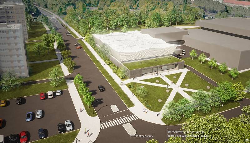 Vizualizace návrhu nového sálu mostecké sportovní haly