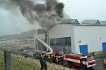 Požár továrny v Korozlukách.