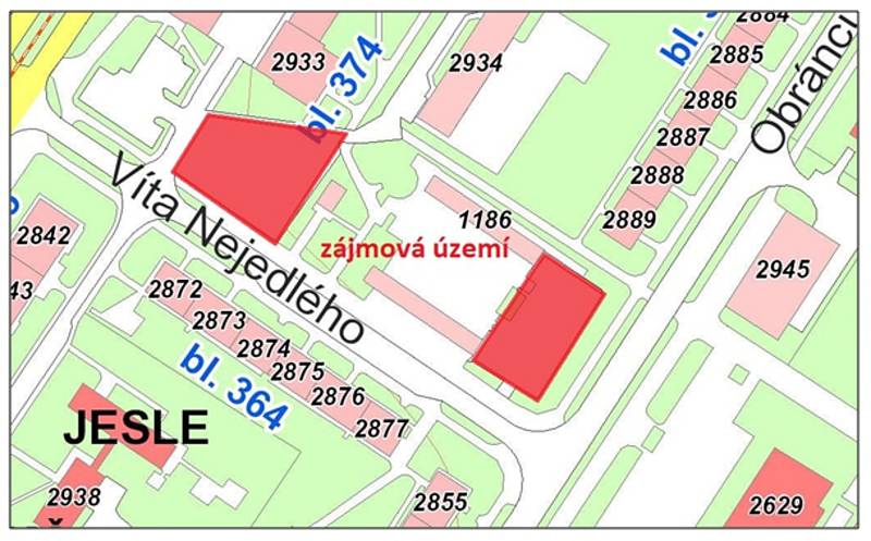 V Mostě se hledá nové dopravní řešení pro 8 lokalit. Změny navrhne studie. Dotčené oblasti jsou na mapce vyznačeny červeně.