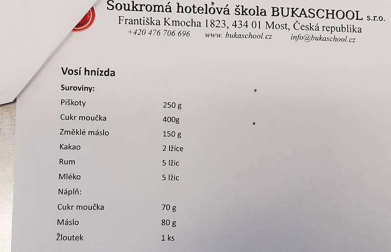 V pátek 10. prosince skončil Kurz vánočního cukroví v Soukromé hotelové škole Bukaschool v Mostě.