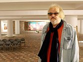 Končící ředitel Galerie výtvarných umění v Moste Petr Svoboda při instalaci své poslední výstavy v galerii.
