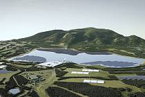 Po skončení těžby v lomu ČSA má na Mostecku vzniknout další vodní plocha. V budoucnu tam má být Komořanské jezero. Vizualizace.