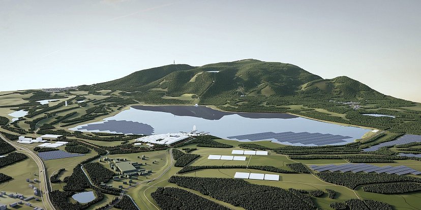Po skončení těžby v lomu ČSA má na Mostecku vzniknout další vodní plocha. V budoucnu tam má být Komořanské jezero. Vizualizace.