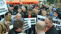 Mostecký volební mítink ČSSD s demonstrací horníků