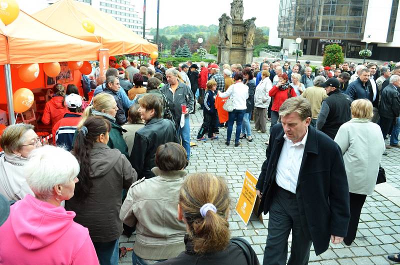 Mostecký volební mítink ČSSD s demonstrací horníků