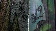 Graffiti v Teplicích, autorem je Camo. Spojenecká ulice.