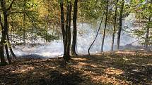 Požár u lesa u Pily Vrchoslav.