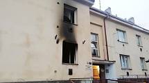 Vyhořelý byt v domě s pečovatelskou službou v Krupce