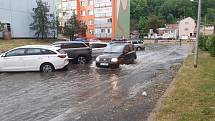 Přívalový déšť v Teplicích, pondělí 27. června 2022