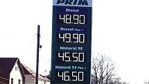 Prim Řetenice. Nafta 48.90 a Natural 45.50 korun. Ceny pohonných hmot v Teplicích, dopoledne 11. 3. 2022