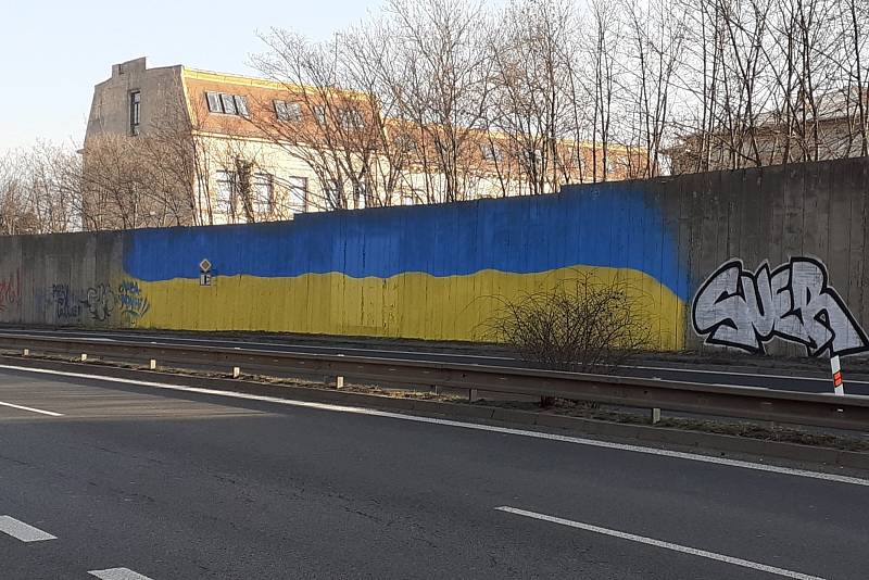 Graffiti v Teplicích, podpora Ukrajině.
