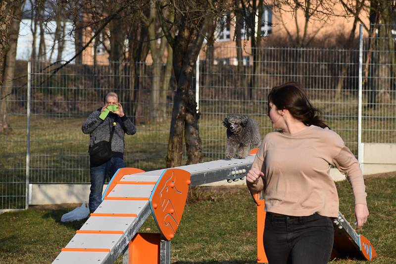 Slavnostní otevření veřejného hřiště pro psí agility v Trnovanech.