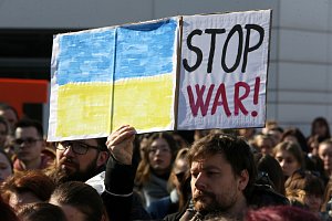 Demonstrace na podporu Ukrajiny. Ilustrační foto.