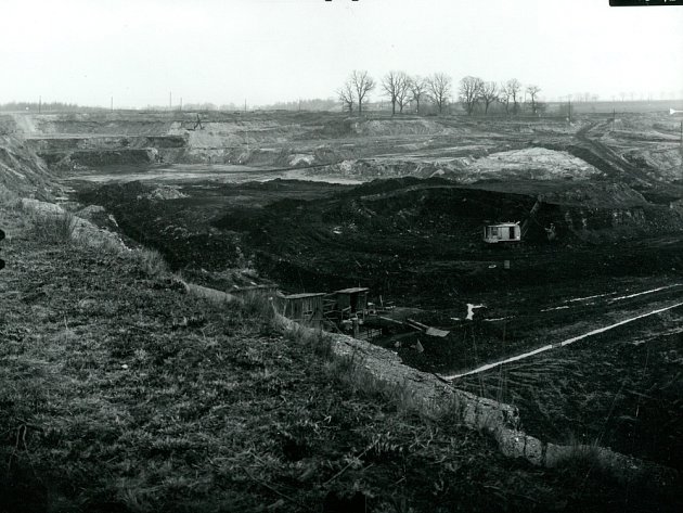 Těžba uhlí na lomu Barbora rok 1957