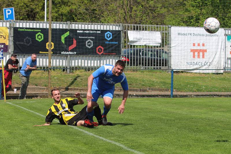 I. B třída: Duchcov (v modrém) - Vroutek 3:6