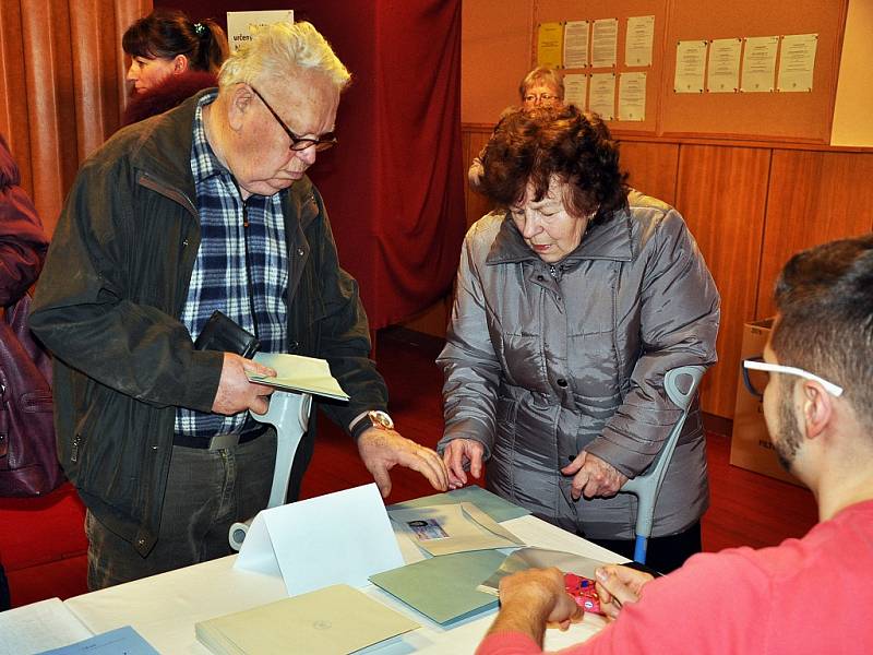 První den prezidentských voleb v Bystřanech na Teplicku