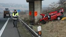 Dopravní nehoda se stala v pondělí ráno u Bystřan na dálnici