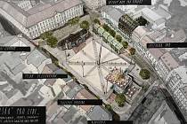 Vizuál studie přeměny Benešova náměstí v Teplicích.