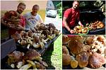 Otec a syn Procházkovi z Háje u Duchcova si z lesa přinesli rekordní houbový úlovek. Zhruba 80 kilogramů hřibů
