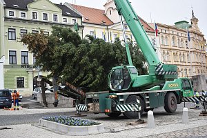 Transport vánočního stromu do Teplic na náměstí. Ilustrační foto.