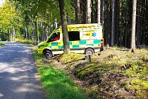 POMOC V LESE. V sobotu v poledne zasahovali záchranáři v lese nedaleko Filipovy Hory. Seniora po ošetření odvezli na internu Domažlické nemocnice.