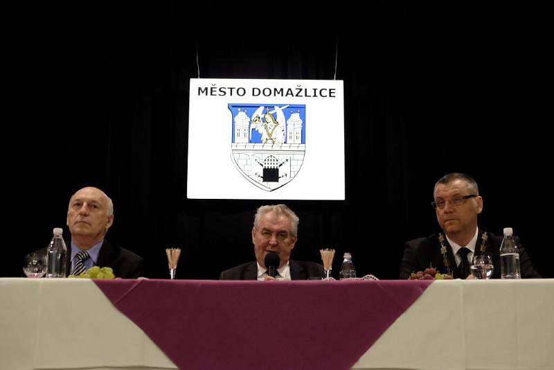 Prezident Miloš Zeman na besedě v Domažlicích.