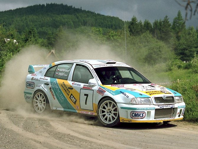 Karel Trněný se svou Škodou Octavia WRC