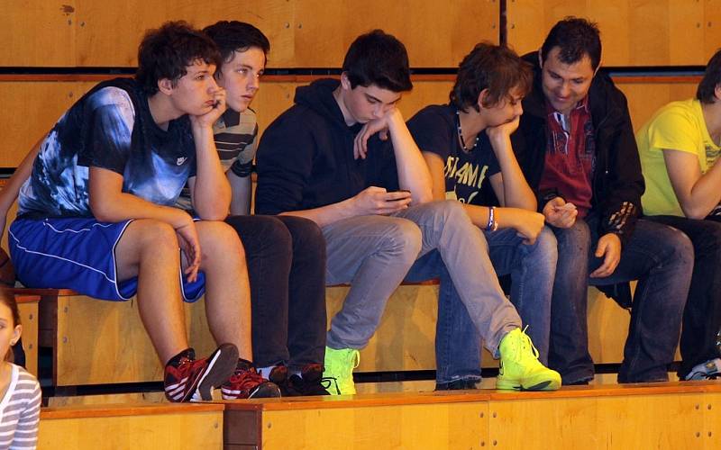 Z utkání 4. kola Českého poháru v basketbalu mezi Jiskrou Domažlice a Spartou Praha.