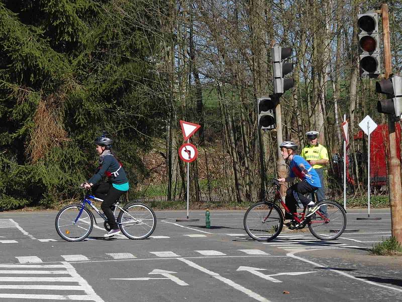 Okresní kolo dopravní soutěže mladých cyklistů.