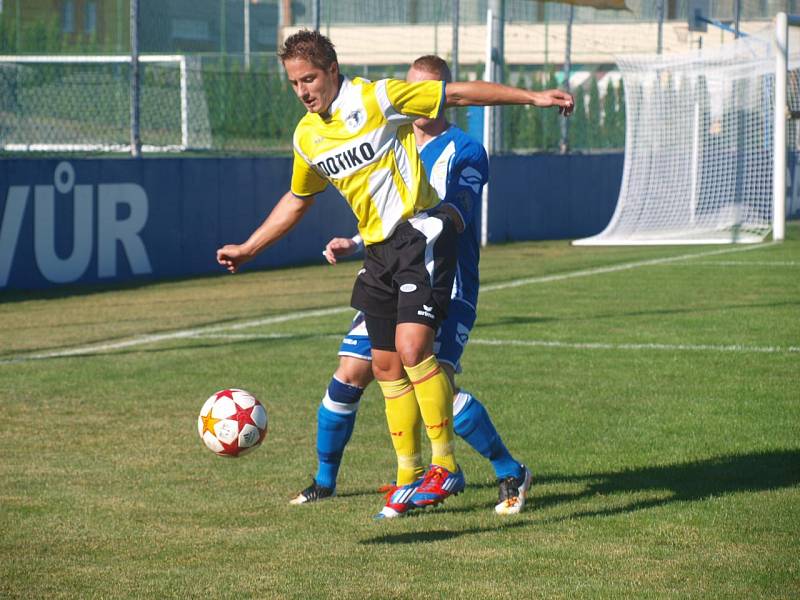 Z utkání fotbalistů Jiskry Domažlice s FK Králův Dvůr.