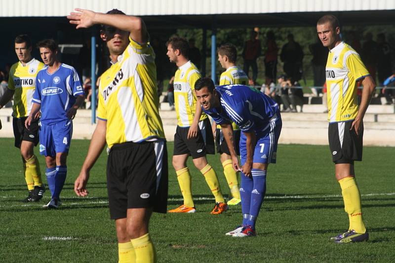 Z utkání fotbalistů Jiskry Domažlice v Kolíně.