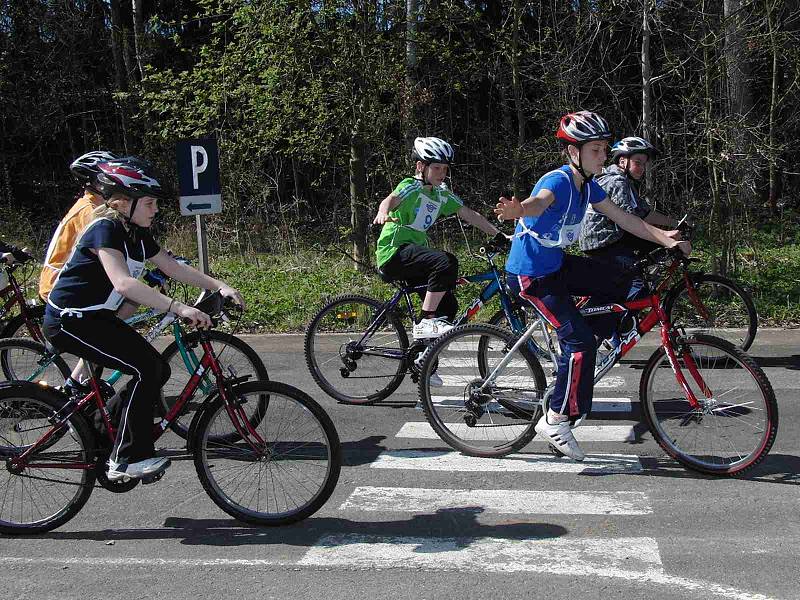 Okresní kolo dopravní soutěže mladých cyklistů.