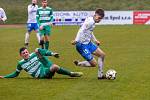 22. kolo FORTUNA ČFL, skupina A: TJ Jiskra Domažlice (na snímku fotbalisté v modrobílých dresech) - Bohemians Praha 1905 B 2:0.