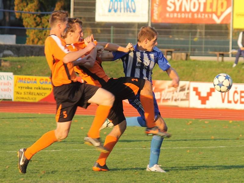 Z utkání fotbalistů Jiskry Domažlice a FK Kolín.