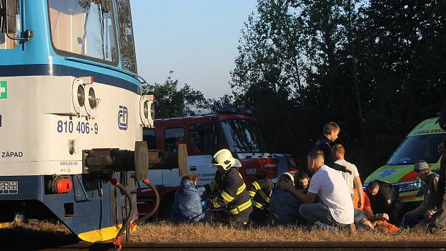 Vlaková nehoda se stala těsně za nádražní budovou ve Kdyni.