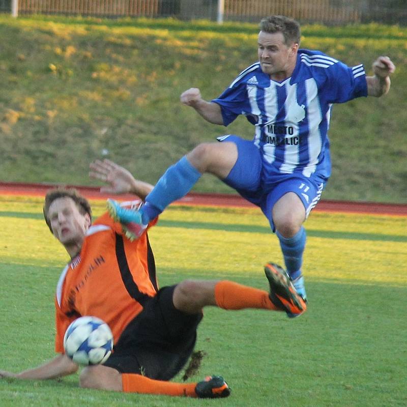 Z utkání fotbalistů Jiskry Domažlice a FK Kolín.