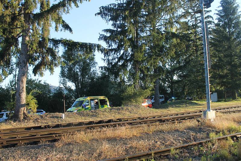 Vlaková nehoda se stala těsně za nádražní budovou ve Kdyni.