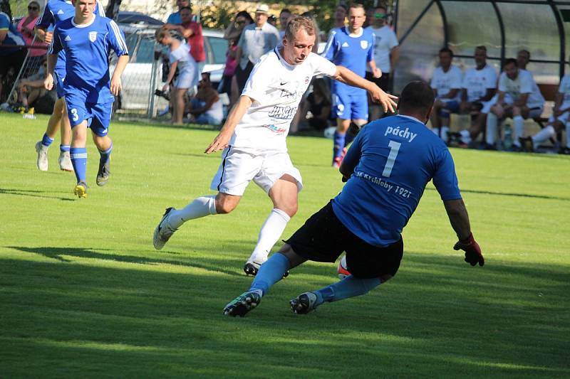 Přátelský zápas na oslavu 55 let herce Ivana Trojana v Krchlebech: šKrchlebský samet - Real Top Praha 6:10.