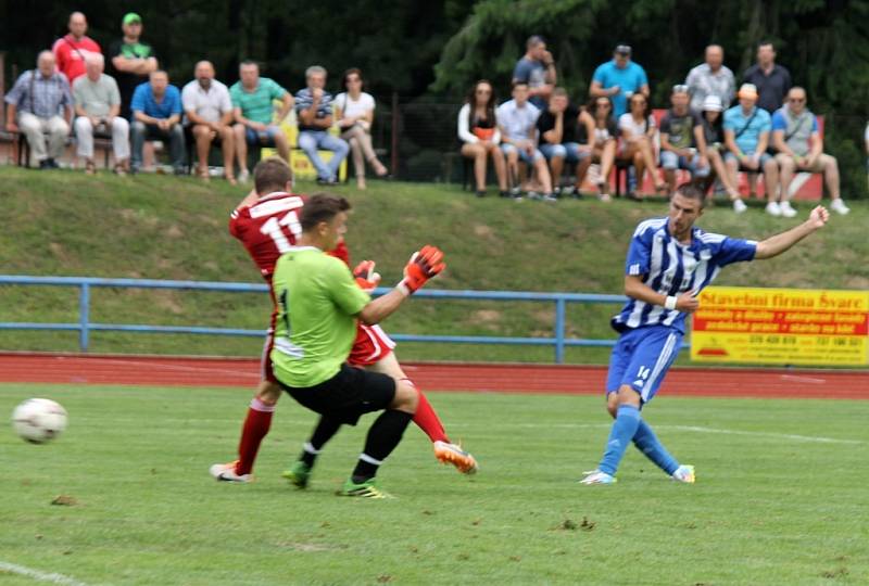 1. kolo ČFL: Jiskra Domažlice A - Slavoj Vyšehrad 2:0 (1:0).