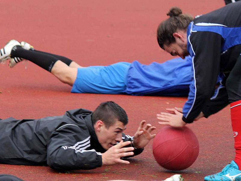 Z tréninku fotbalistů Jiskry Domažlice. 